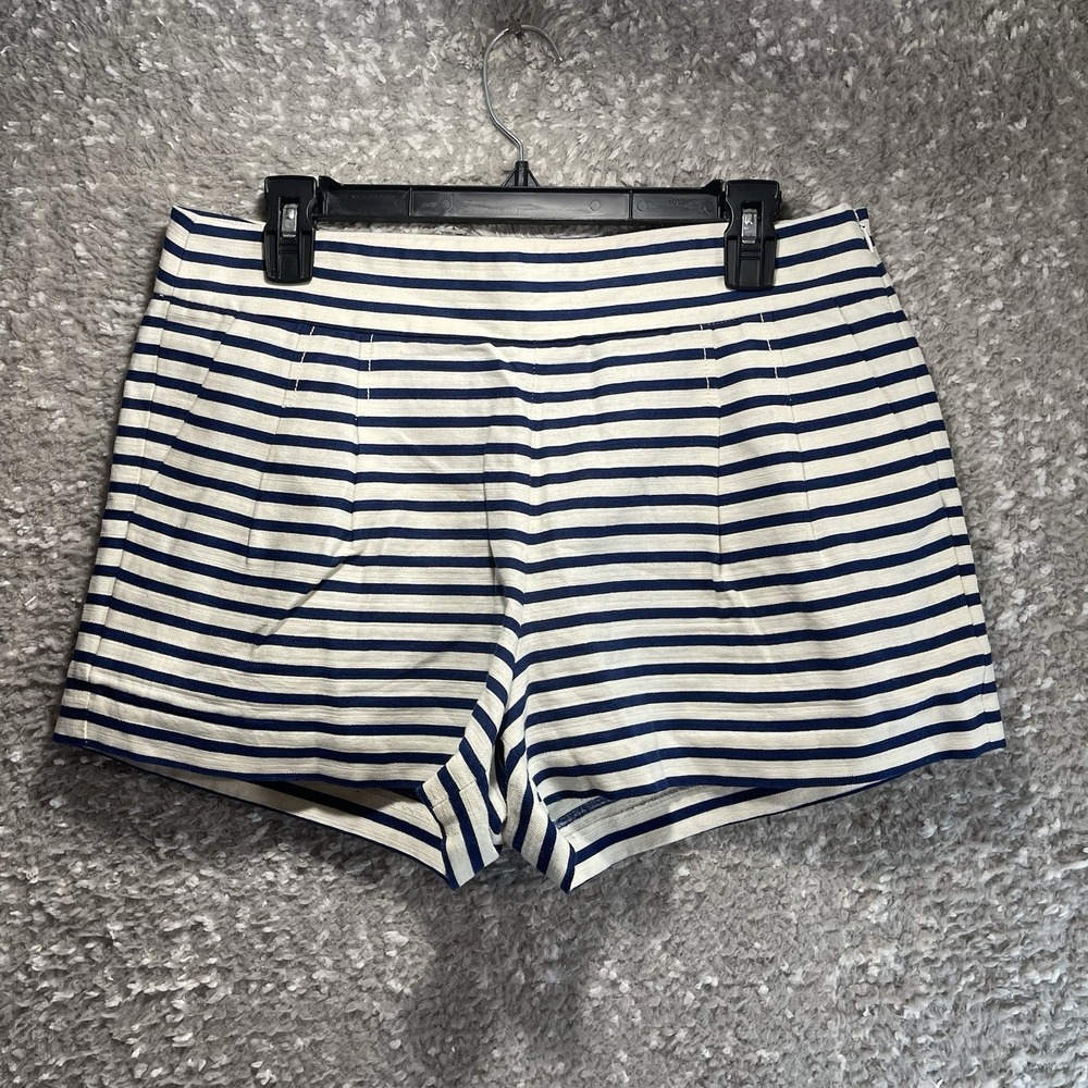 J. Crew Cotton Linen Striped Shorts Size 8 Preppy Old Money Nautical Vacation